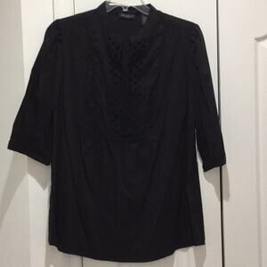 Context 20w Black blouse detailed neckline NWT